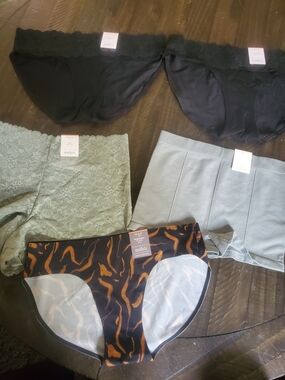 Auden Women's Underwear 5-Pack - Black, Sage, Light Blue, Tiger Print
